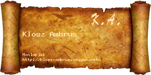 Klosz Ambrus névjegykártya